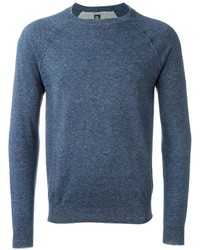 Blue Knit Crew-neck Sweater