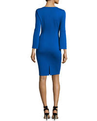 St. John Collection Milano Knit Split Sleeve Dress Blue