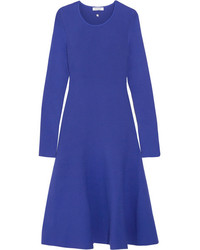 Thierry Mugler Mugler Fluted Stretch Knit Dress Bright Blue