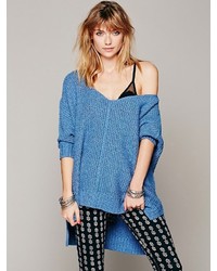 Blue Knit Oversized Sweater