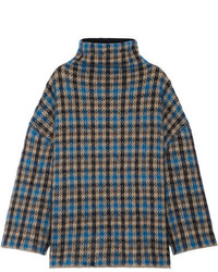 Stella McCartney Oversized Jacquard Knit Wool Blend Sweater Blue