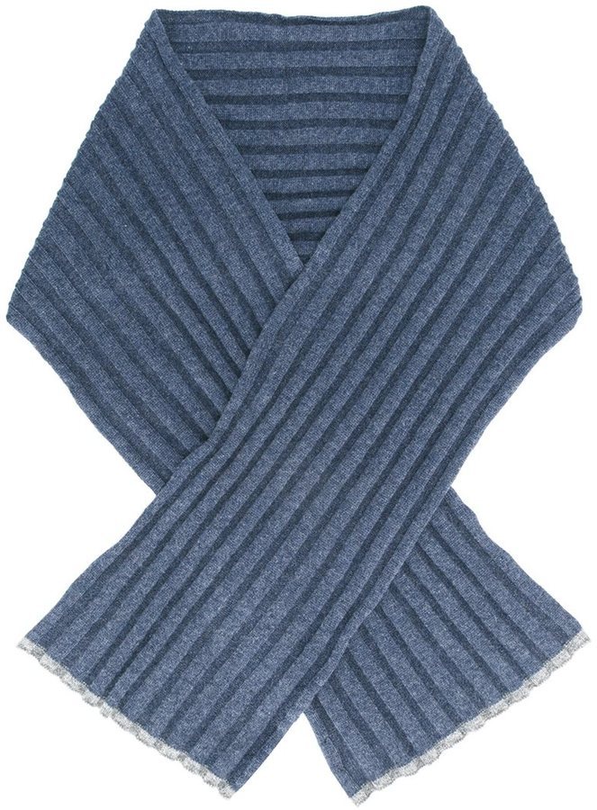 Brunello Cucinelli Ribbed Cashmere Knit Scarf in Navy for Men Save 10% Mens Scarves and mufflers Brunello Cucinelli Scarves and mufflers Blue 