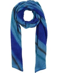 Gp Blue Stripe Open Knit Scarf Blue