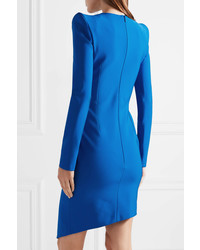 Thierry Mugler Mugler Asymmetric Stretch Knit Dress Cobalt Blue