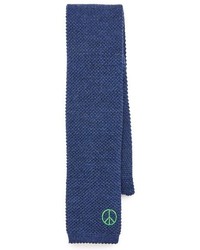 Paul Smith Embroderied Peace Sign Silk Knit Tie