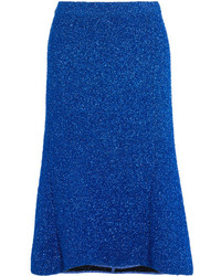 Balenciaga Asymmetric Metallic Knitted Skirt Cobalt Blue