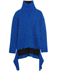 Balenciaga Draped Knitted Lam Turtleneck Sweater Blue