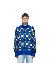 Random Identities Blue Wool Jacquard Sweater