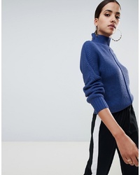 Missguided High Neck Jumper In Blue