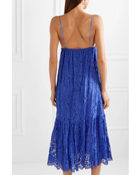 Michael Kors Collection Ruffled Cotton Blend Lace Midi Dress