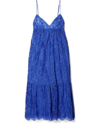 Michael Kors Collection Ruffled Cotton Blend Lace Midi Dress