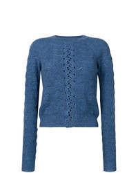Blue Lace Crew-neck Sweater