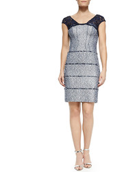 Kay Unger New York Cap Sleeve Tiered Cocktail Dress