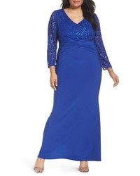 Marina Sequin Lace Jersey Mermaid Gown