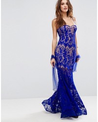 Forever Unique Lace Strappy Maxi Dress With Sheer Detailing