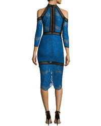 Alexis Marlowe Cold Shoulder Lace Midi Dress Blue