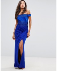 Blue Lace Off Shoulder Dress