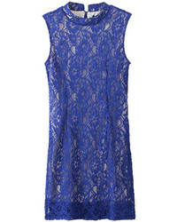 Choies Blue Lace Dress With High Neck