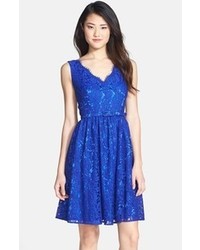 Missguided Nikhila Eyelash Lace Wrap Over Mini Dress In Cobalt Blue