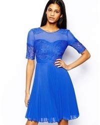 Elise Ryan Lace Skater Dress With Pleated Skirt