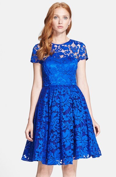 Blue Lace Fit and Flare Dress, Notting Hill London