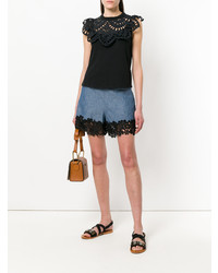 See by Chloe See By Chlo Lace Trim Chambray Shorts
