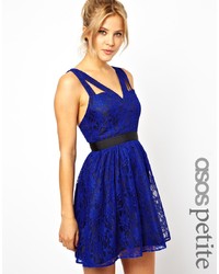 Asos Petite Lace Skater Dress With Cut Out Strap