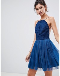 ASOS DESIGN Lace Top Tulle Mini Dress