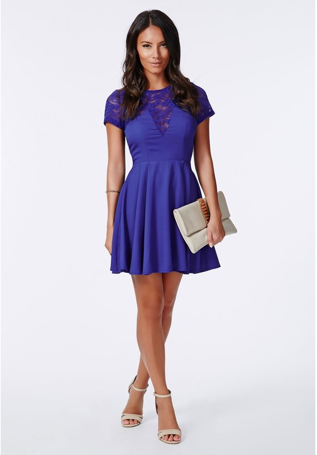 Missguided blue lace skater deals dress