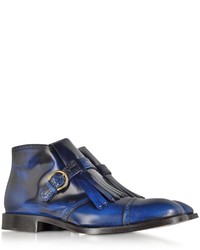 Marc Jacobs Navy Leather Fringed Monk Ankle Boot