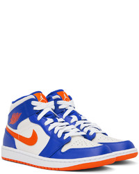 NIKE JORDAN Blue White Air Jordan 1 Mid Sneakers