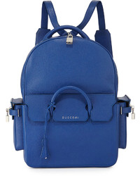Buscemi Phd Large Leather Backpack Blue