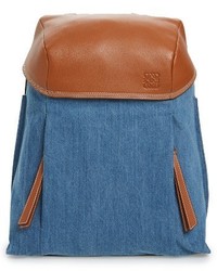 Loewe T Small Denim Leather Backpack Blue