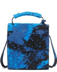 MARQUES ALMEIDA Marquesalmeida Genuine Calf Hair Handbag With Wristlet Key Chain Blue