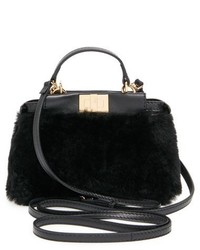 Fendi Micro Peekaboo Genuine Shearling Lambskin Leather Bag