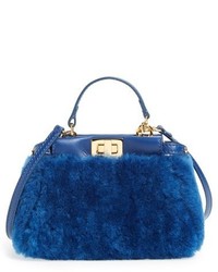 Fendi Micro Peekaboo Genuine Shearling Lambskin Leather Bag