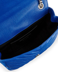 Saint Laurent Monogram Medium Punk Chains Leather Shoulder Bag Blue