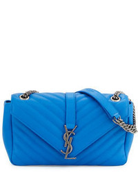 Saint Laurent Monogram Small Leather Flap Shoulder Bag Blue