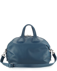 Givenchy Nightingale Medium Waxy Leather Satchel Bag Mineral Blue