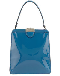 Valentino Patent Leather Top Handle Bag Blue