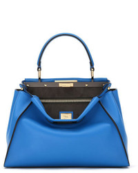 Fendi Peekaboo Medium Leather Satchel Bag Royal Blue