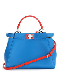 Fendi Peekaboo Mini Bicolor Satchel Bag Blue