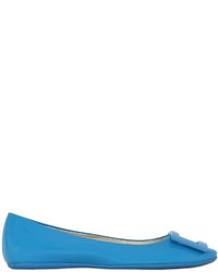 Blue Leather Ballerina Shoes