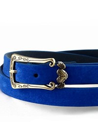 ChicNova Blue Leather Belt With Engraved Heart Detail