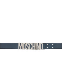 Moschino Blue Silver Logo Belt