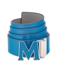 MCM Leather Inlay M Reversible Leather Belt In Vallarta Blue At Nordstrom