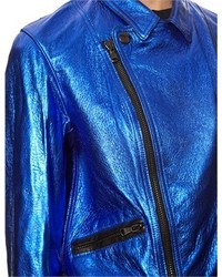 3.1 Phillip Lim Cobalt Leather Motorcycle Jacket