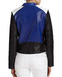 EACH X OTHER Colorblock Leather Moto Jacket