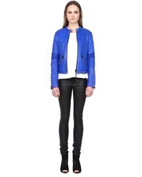 Mackage Tika Cobalt Leather Jacket With Quilting