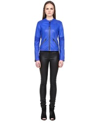 Mackage Tika Cobalt Leather Jacket With Quilting